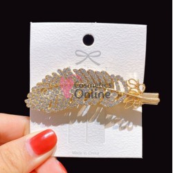 Clema pentru par metalica AGF022 - Aurie cu strasuri 